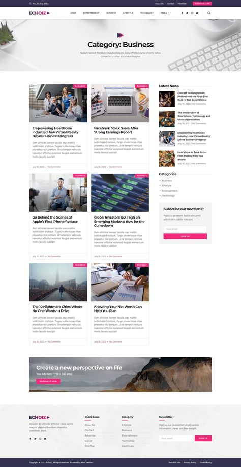 Echoiz - News & Magazine Elementor Pro Template Kit News Site Design, News Page Web Design, Blog Page Design Layout, News Page Design, Blog Page Design, Simple Landing Page, About Us Page Design, Blogging Website, Simple Website Design