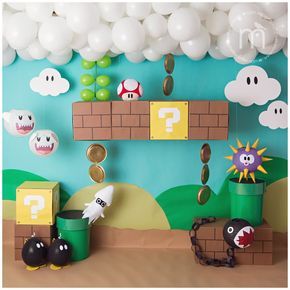 Super Mario Bros Party Ideas, Mario Brothers Birthday Party, Mario Und Luigi, Princess Peach Party, Mario Kart Party, Mario Bros Birthday Party Ideas, Nintendo Party, 4de Verjaardag, Birthday Decoration Ideas