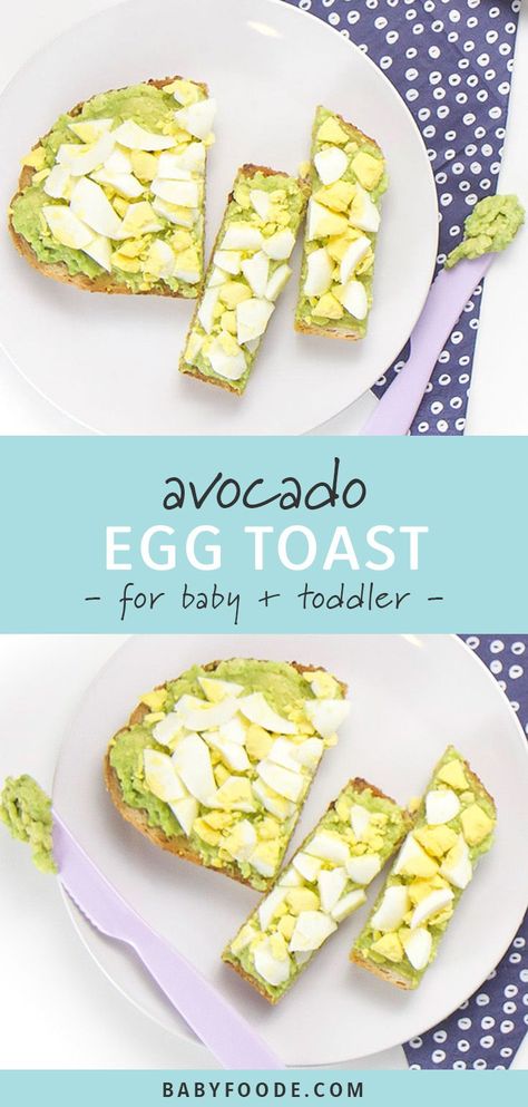 This Avocado + Egg Toast is the baby and toddler version of the latest food sensation – Avocado Toast. The perfect quick breakfast for any modern parent and their child. Great for baby-led weaning or 9+ months and up. #babyledweaning #breakfast #fingerfood #toddlers #babyfood Toddler Breakfast Recipes, Led Weaning Breakfast, Avocado Egg Toast, Baby Led Weaning Breakfast, Avocado Recipes Breakfast, Toddler Finger Foods, Blw Recipes, Led Weaning Recipes, Avocado Toast Egg