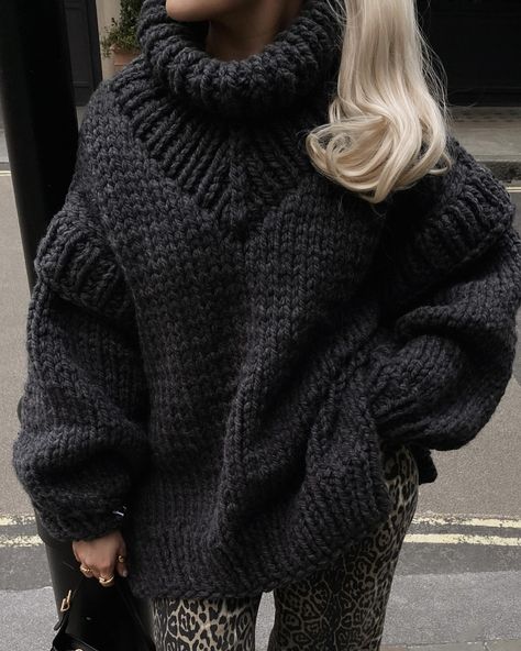 Dark Grey is a dream. Which color would you like for Giveaway or to purchase? #mumshandmade #oversized #chunky #knit #sweater #streetstyle #bloggerstyle #outfitinspo Big Chunky Sweater, Oversized Knit Gray Sweater, Chunky Knit Sweater, Black Oversized Hand Knitted Sweater, Oversized Black Chunky Knit Top, Oversized Black Knit Sweater, Chunky Fall Sweaters, Oversized Soft Knit Black Sweater, Oversized Black Sweater