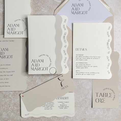 The Margot collection in my favourite nude colour combo 🥰 Make your wedding invitations stand out and wow your guests with its half wave side and decreasing size. Modern wedding invitation’s personalised to reflect you both as a couple #weddinginvitations #modernwedding #weddingdesign #modernweddingstationery #archweddinginvitations #beigewedding #weddingstationerydesign #newcastleweddingstationery #weddingstationeryideas #minimalistweddingstationery #londonwedding #londonbride #elegantweddin... Polaroid Wedding Invite, Arched Wedding Invitation, Wavy Wedding Stationery, Premium Wedding Invitation, Squiggle Wedding Invite, Modern Arch Wedding Invitation, Nude Colour, London Bride, Modern Wedding Stationery