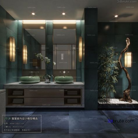 Chinese Bathroom, Bathroom Scene, Chinese Interior, Style Bathroom, Bathroom Styling, Chinese Style, Smart Home, Lighted Bathroom Mirror, Bathroom Decor