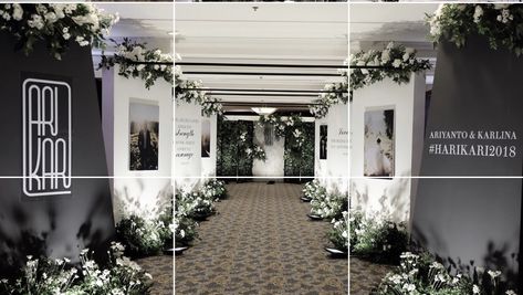 Photo Gallery Wedding Entrance, Wedding Foyer Decoration Entrance, Wedding Foyer, Reception Backdrop, Burnt Orange Weddings, Wedding Reception Backdrop, Wedding Stage Design, Wedding Inspirasi, Wedding Photoshoot Poses