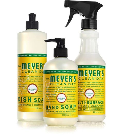 Honeysuckle Kitchen Basics Set Meyers Soap, Lavender Kitchen, Mrs Meyers, Kitchen Basics, Eco Friendly Cleaning Products, Liquid Dish Soap, Multipurpose Cleaner, Cleaning Day, Liquid Hand Soap