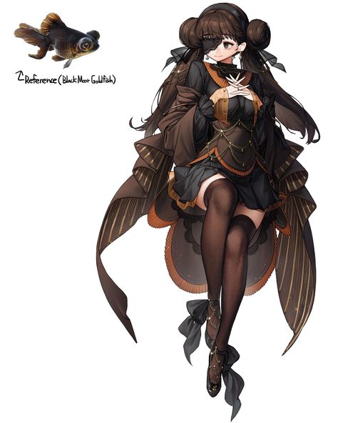 Black Goldfish, Human Art, Fish Design, 영감을 주는 캐릭터, An Anime, Goldfish, Fantasy Character Design, Character Design Inspiration, Character Concept