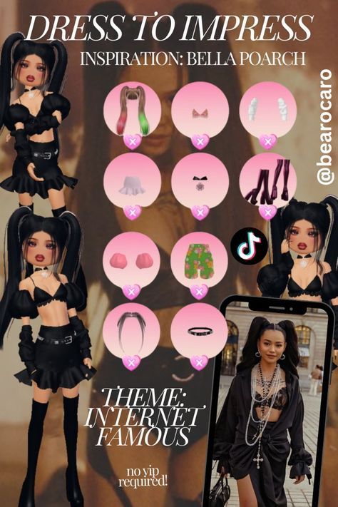 Dti Influencer Theme Non Vip, Dpi No Vip Outfits, Dti Vip Outfit Hacks, Non Vip Dti Outfits Ideas, Dti Famous Theme Non Vip, Famous Youtuber Outfit, Famous Dti Theme, Influencers Dress To Impress, Fashion Famous Codes