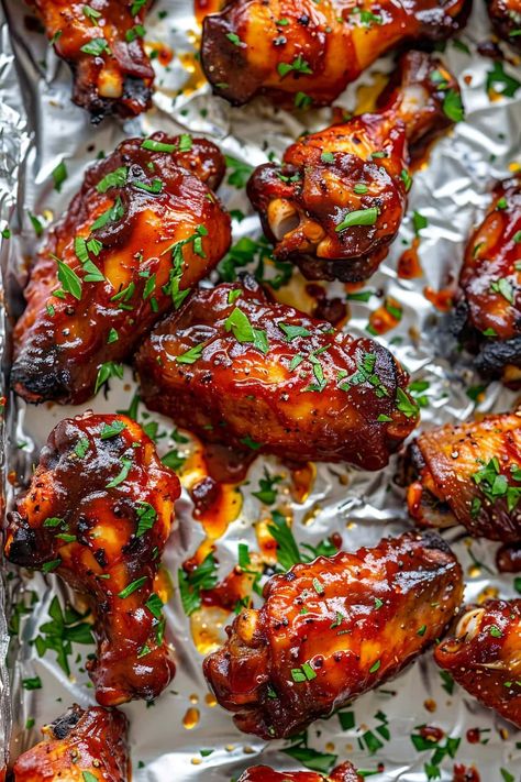 Chicken Wings Barbecue Recipe, Chicken Wing Recipes Buffalo, Chicken Wing Ideas For Dinner, Home Made Wings, Wings On The Grill, Chicken Wing Sauce, Wing Flavors, Baked Bbq Chicken Wings, Barbecue Wings