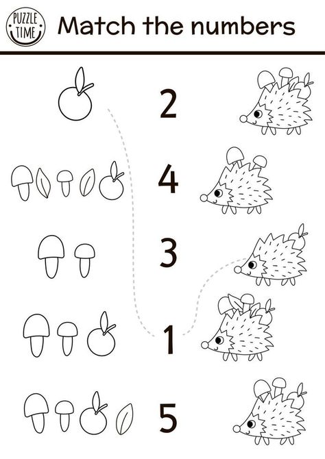 Forest Animal Worksheets Preschool, Forest Activities For Kids, Forest Worksheet, Forest Animals Preschool, Black And White Game, Forest Preschool, Counting Worksheet, Hedgehog Colors, Animals Activities