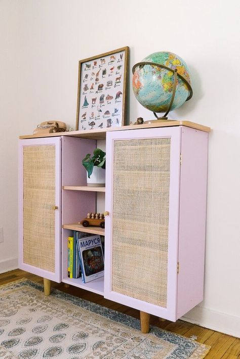 Ikea Toy Storage Hack, Pink Cabinet, Ikea Nursery Hack, Ikea Trofast Storage, Trofast Ikea, Nursery Hacks, Ikea Toy Storage, Toy Cabinet, Ikea Toys