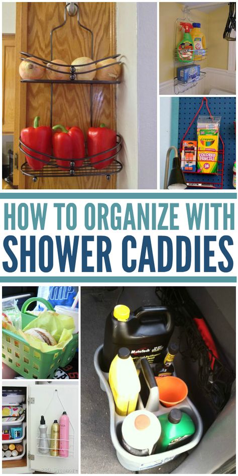 How to Organize With Shower Caddies Repurposed Shower Caddy, Repurpose Shower Caddy, Dollar Tree Shower Caddy Ideas, Shower Caddy Ideas Hacks, Shower Caddy Organization Ideas, Diy Shower Caddy, Grammas Recipes, Shower Caddy Ideas, Hobbit Kitchen