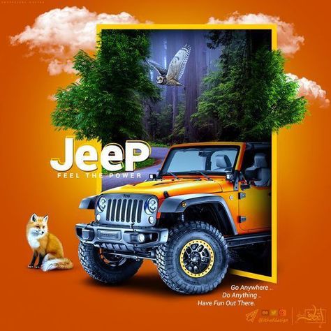 Jeep Poster Design, Creative Car Ads Design, Car Social Media Design, Car Creative Ads, Jeep Advertising, Jeep Poster, Car Advertising Design, Jeep Car, Bangunan Minecraft