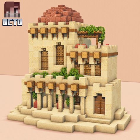 Desert Aesthetic Minecraft, Desert Statue Minecraft, Desert Starter Base Minecraft, Desert Starter House Minecraft, Sand Biome House Minecraft, Sand Houses Minecraft, Minecraft Desert Library, Dessert Minecraft Build, Minecraft Dessert House Ideas