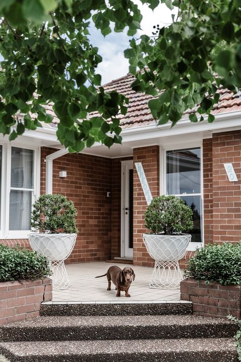 Art Deco Brick House, Red Brick Renovation, Australian Brick House Exterior Makeover, Red Brick House Exterior Makeover, Clinker Brick House, Yellow Brick Houses, Brick House Exterior Makeover, Red Brick House Exterior, Art Deco Houses