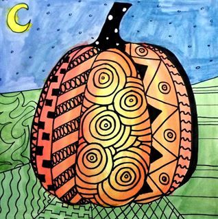 Artsonia Art Gallery - Pumpkin Zentangles Halloween Art High School, Zentangle Pumpkins Art, Pumpkin Art Lesson, Zentangle Pumpkin, Zentangle Pumpkins, Pumpkin Zentangle, Halloween Art Projects, Fall Art Projects, Fall Art