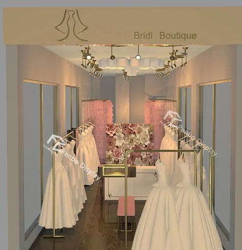 Store Design Ideas Retail Store Display Fixtures Size: Customized Payment Terms: T/T, L/C, D/P; Trade Guarantee: 30-50% deposit in advance, balance due upon delivery Shipping Fee: Freight forwarder quotes Deli... Bridal Shop Interior Design, Bridal Shop Interior, Wedding Dress Display, Bridal Showroom, Dream Wedding Decorations, Dress Display, Wedding Dress Store, Wedding Dress Hanger, Wedding Display