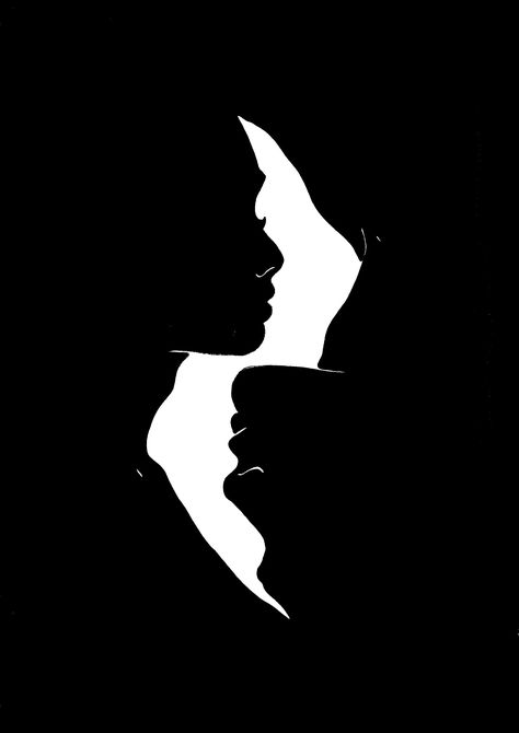 Creative silhouette#silhouetteportrait #portraits #art #blackandwhite Silhouette Paintings On Canvas, Reverse Silhouette Art, Male And Female Silhouette, Person Sillouhette, Sihoullete Art, Female Sillouhette, Sillouttes Paintings, Silhouette Art People, Silloettes Art