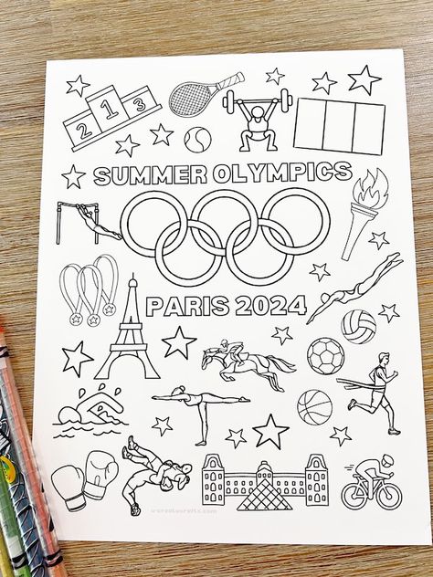 Summer Olympics Coloring Pages - U Create Olympic Coloring Pages, Olympics Graphics, Olympic Theme Party, Doodle Pictures, Olympic Colors, Olympic Logo, Olympic Theme, 2024 Summer Olympics, Symbol Drawing