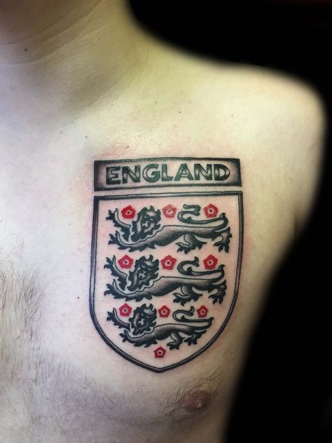 Badge Tattoo, Cloak And Dagger Tattoo, England Tattoo, England Badge, Traditional Tattoo Man, British Tattoo, Shield Tattoo, Football Tattoo, Tattoo Uk