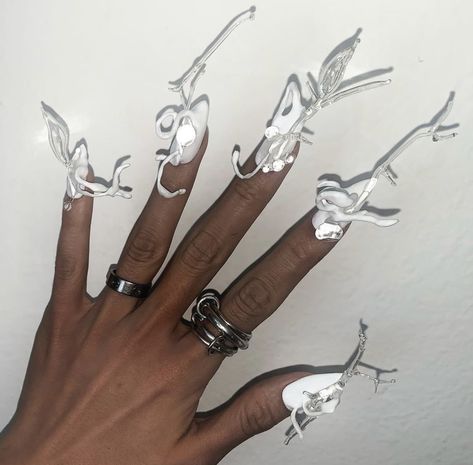 Clear 3d Nails, Complex Nail Art, Cyberghetto Aesthetic, Nails 3d Gel, Gel Art Designs, Nail Sculpture, Runway Nails, I Will Wait, Nails 3d