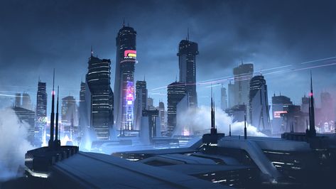 Kota Masa Depan, Jama Jurabaev, Future Cities, Future Buildings, Sci Fi City, Skyscraper Architecture, Shoe Design Sketches, Cyberpunk City, Arte Cyberpunk