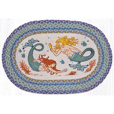 Highland Dunes Covington Mermaids Printed Area Rug Mermaid Rug, Weavers Art, Harry Smith, Mermaid Braid, Hand Stencil, Mermaid Print, Oval Rugs, Rugs Kitchen, Farmhouse Home Decor