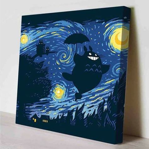 Starry Night Canvas, What To Paint, Easy Acrylic Painting Ideas, Acrylic Painting Ideas, Easy Acrylic Painting, Posca Art, Ghibli Artwork, Arte Van Gogh, Studio Ghibli Art