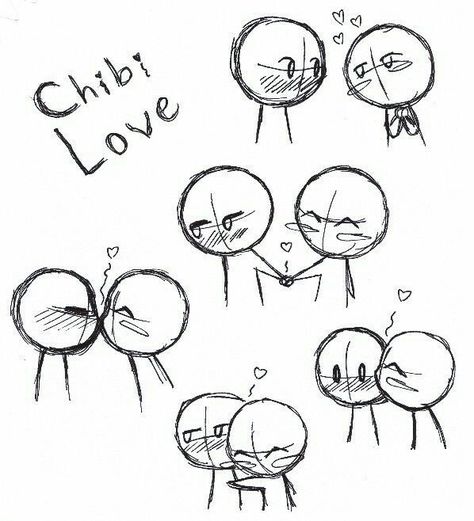 Chibi Love, text, couple, kissing, hugging, holding hands; How to Draw Manga/Anime Couple Drawing Inspiration, Cute Drawing Bases 2 People, Drawing Reference Poses 2 People Couple, People Holding Hands Drawing, Kissing Reference Drawing Pose, Chibi Love, Holding Hands Drawing, Kissing Drawing, How To Draw Manga