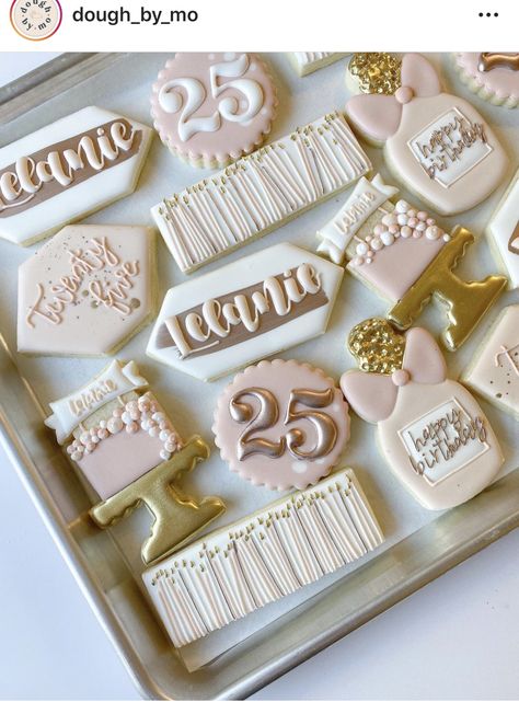 Gift Cookies Decorated, 16 Cookies, No Bake Sugar Cookies, Happy Birthday Cookie, 25th Birthday Cakes, Flooding Cookies, Fancy Cupcakes, Cookie Cake Birthday, 16 Birthday Cake