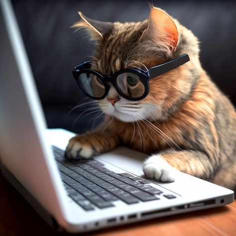 Photo chat - ordinateur | Premium Photo #Freepik #photo #chat-ordinateur #chat #chat-mignon #ordinateur Cat On Keyboard, Origami Tooth, Cat Computer, Funny Cat Images, Good Night Cat, Viral Photo, Funny Embroidery, Cat Work, Photo Cat