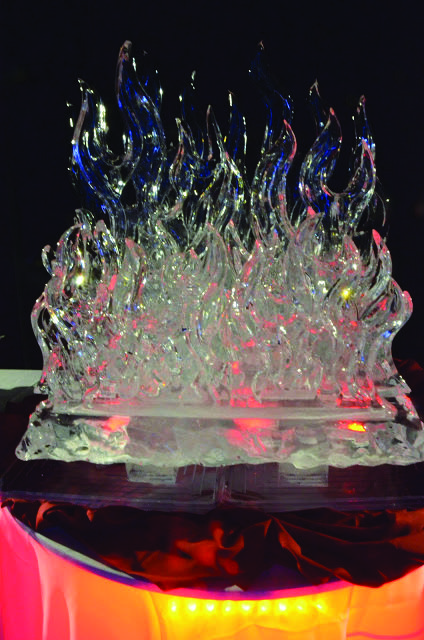 Ice and fire decor Fire And Ice Party, Fire Decor, Wedding Themes Ideas, Fire N Ice, Ice Party, Themes Ideas, Hydrangea Arrangements, Ice Sculpture, Snow Sculptures