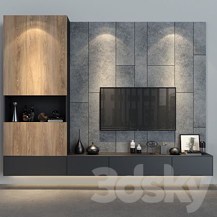 Cabinet Furniture_057 - TV Wall - 3D model Ruang Tv, Modern Tv Room, Tv Wall Cabinets, Wall Trends, Tv Unit Decor, Modern Tv Wall Units, Living Room Wall Units, Modern Tv Wall, Wall Tv Unit Design