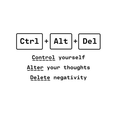 Ctrl + Alt + Delete - control yourself, alter your thoughts, delete negativity by ophord Ctrl Alt Del Quotes, Control Alt Delete, Ctrl Alt Delete, Control Yourself, Math Equations