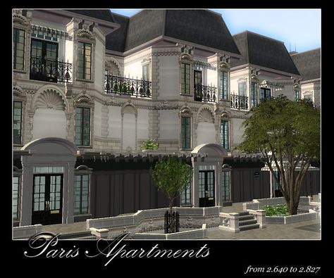 Mod The Sims - Paris Apartments Sims 4 Paris Apartment, Sims 2 House, Paris Buildings, Roof Edge, Play Sims 4, 2 House, Play Sims, Tuscan Kitchen, French Windows