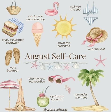 August Self Care, August Bucket List, Summer Self Care, Girl Self Care, Happy August, Summer Sandwiches, Mood Board Aesthetic, Wellness Website, Monthly Activities