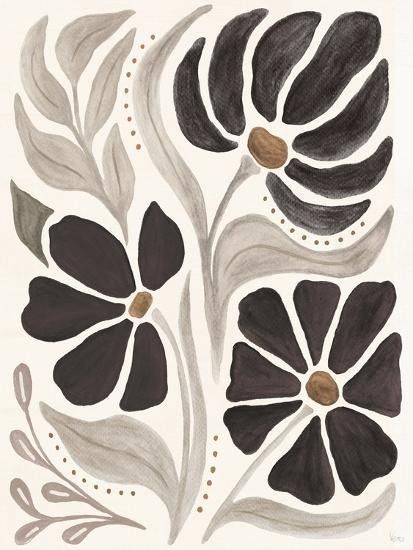 'Modern Petals II Neutral' Art Print - Veronique Charron | Art.com Neutral Gallery Wall Prints, At Home Wall Art, Dark Boho Wall Art, Modern Cottage Art, Trending Art Prints, Vintage Modern Art, Black & White Art, 3 Piece Art Wall Decor, Moroccan Shapes