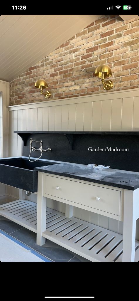 Mudroom Off Kitchen, Jean Stoffer, Moody Home Decor, Mudroom Remodel, Outdoor Sinks, Mudroom Design, Laundry Mud Room, New Build, Laundry Room Design