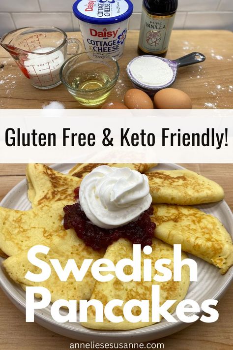 Swedish Pancakes: Gluten Free & Keto Friendly! Swedish Waffles Recipe, Swedish Pancakes Recipe, Pancakes Gluten Free, Swedish Pancakes, High Protein Pancakes, Pancake Recipe Easy, Breakfast Waffles, Healthy Recipes On A Budget, Pancakes Easy