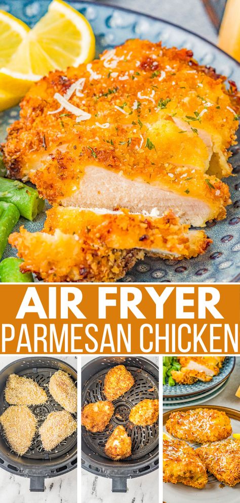 Air Fryer Parmesan Chicken, Panko Crusted Chicken, Bread Crumb Chicken, Chicken Crisps, Crispy Chicken Breast, Panko Chicken, Baked Chicken Nuggets, Averie Cooks, Breaded Chicken Breast