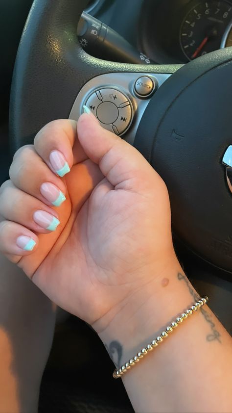 #nails Tiffany Blue French Tip Nails, Blue French Tip Nails, Coloured Nails, Nails French Tips, Blue French Tip, Blue French Tips, Blue Tips, Blue French, Tip Nails