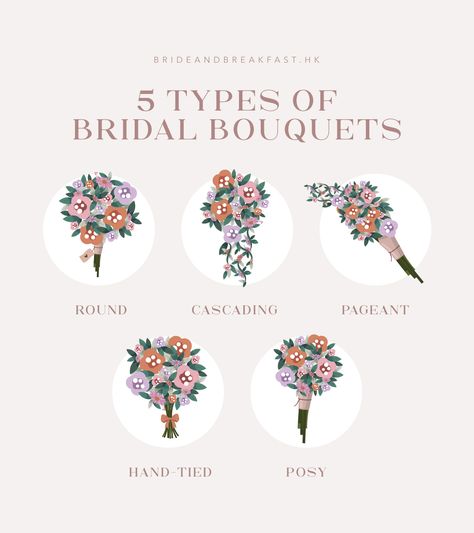 Which bouquet would you choose? | 5 Types of Bridal Bouquets Different Types Of Bouquets, Bridal Bouquet Types, Types Of Bouquets Shapes, Types Of Bridal Bouquets, Types Of Wedding Bouquets, Type Of Bouquet, Bouquet Types, Bouquet Business, Rustic Wedding Decor Diy