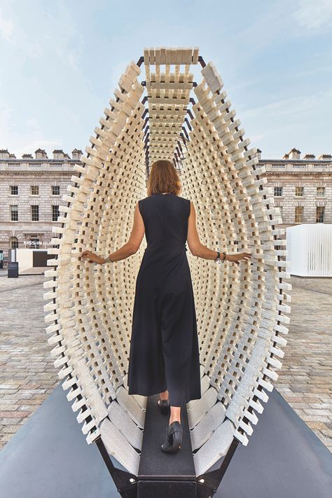 Studio INI Creates Breathing Walls for London Design Biennale Greek Pavilion, Deployable Structure, Kinetic Architecture, Architectural Scale, Pavilion Design, Somerset House, London Design Festival, Parametric Design, Pedestrian Bridge