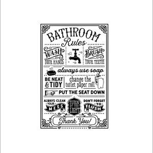 Family Rules 9 House Saying Sign Image Clip Art digital | Etsy Bathroom Posters Printable, Bathroom Rules Printable, Bathroom Rules Sign, Vintage Style Bathroom, Bathroom Quotes, Shop Bathroom, Bathroom Posters, Bathroom Rules, Sign Image