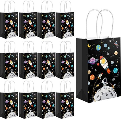 Amazon.com: 12 Pack Outer Space Gift Bags Kids Treat Bags with Handles Planet Galaxy Party Favor Goodie Bags Paper Treat Bags for Kids Birthday Space Theme Party Supplies : Toys & Games Galaxy Party Favors, Birthday Space Theme, Outer Space Party Favors, Astronaut Decorations, Kids Treat Bags, Space Party Favors, Prek Graduation, Paper Treat Bags, Eclipse Party