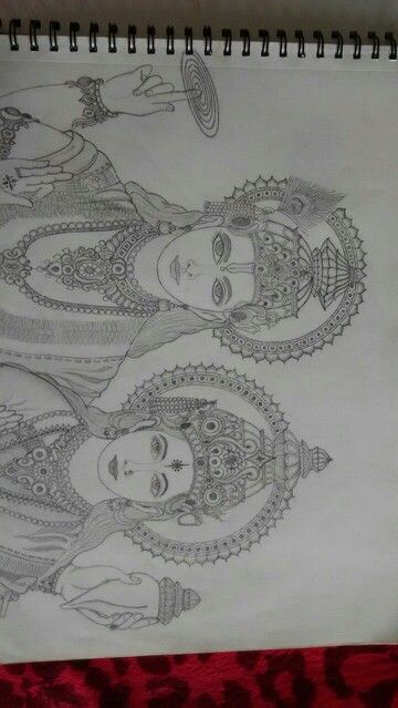 Vishnu murthy n lakshmi devi Lakshmi Devi Sketch, Lakshmi Devi Drawing, Vishnu Sketch, Lakshmi Drawing, Pencil Arts, Drawing Pics, Lotus Flower Art, Lakshmi Devi, Hindu Goddess