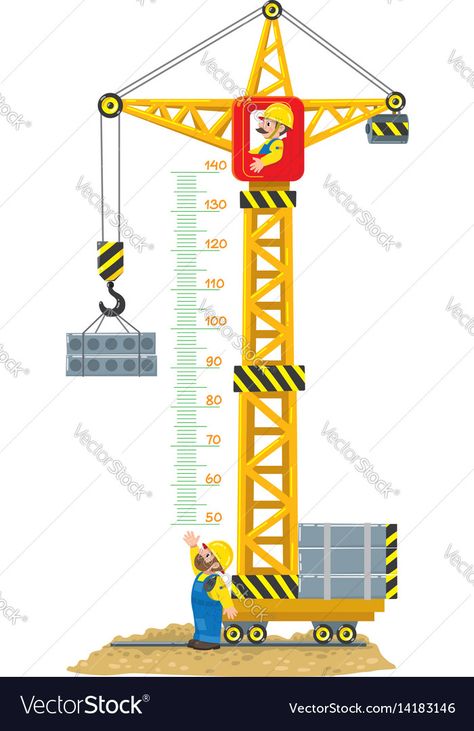 Construction Mural, Construction Site Safety Posters, Construction Vector Illustration, Height Scale, Construction Signs Printable, Construction Crane Illustration, Cardboard Box Car, Growth Height, Construction Crane