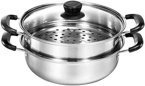 Amazon.com: Yamde 2 Piece Stainless Steel Stack and Steam Pot Set - and Lid, Steamer Saucepot double boiler: Home & Kitchen Diy Steamer Pot, Steamer Pot, Steamers Recipe Clams, Double Boiler Pot, Portable Iron Steamer, Double Boiler, Pot Sets, Kitchen Stuff, Home Kitchens