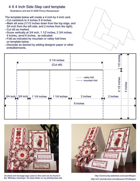 Sidestep card template and tut Side Step Cards, Side Step Card, 3d Templates, Stepper Cards, Step Card, Tri Fold Cards, Fancy Fold Card Tutorials, Card Making Templates, Card Making Tips