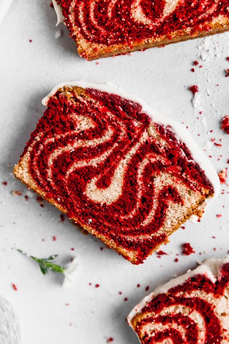 Red Velvet Marble Loaf Cake with Frosting Recipe | Cravings Journal Red Velvet Marble Cake, Marble Loaf Cake, Marble Loaf, Marbled Cake, Red Velvet Crinkles, Red Velvet Crinkle Cookies, Loaf Cake Recipes, Lemon Bar, Cream Cheese Glaze