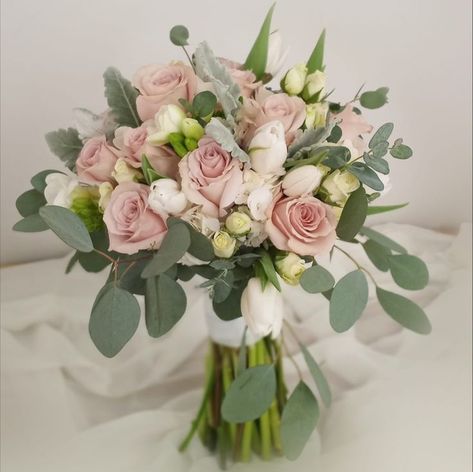 Freesia Wedding Bouquet, Tulip Bouquet Wedding, Bridal Bouquet White, Send Love, Tulip Bouquet, Dusty Miller, Blush Pink Weddings, White Tulips, Wedding Mood Board