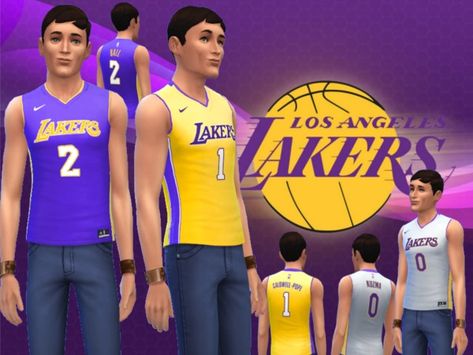 RJG811's Los Angeles Lakers jerseys (Spa day required) The Sims 4 Cc Lakers, Jones Snowboard, La Lakers Jersey, Kyle Kuzma, Nba Outfit, Sims 5, Lakers Basketball, Sims 4 Children, Lonzo Ball